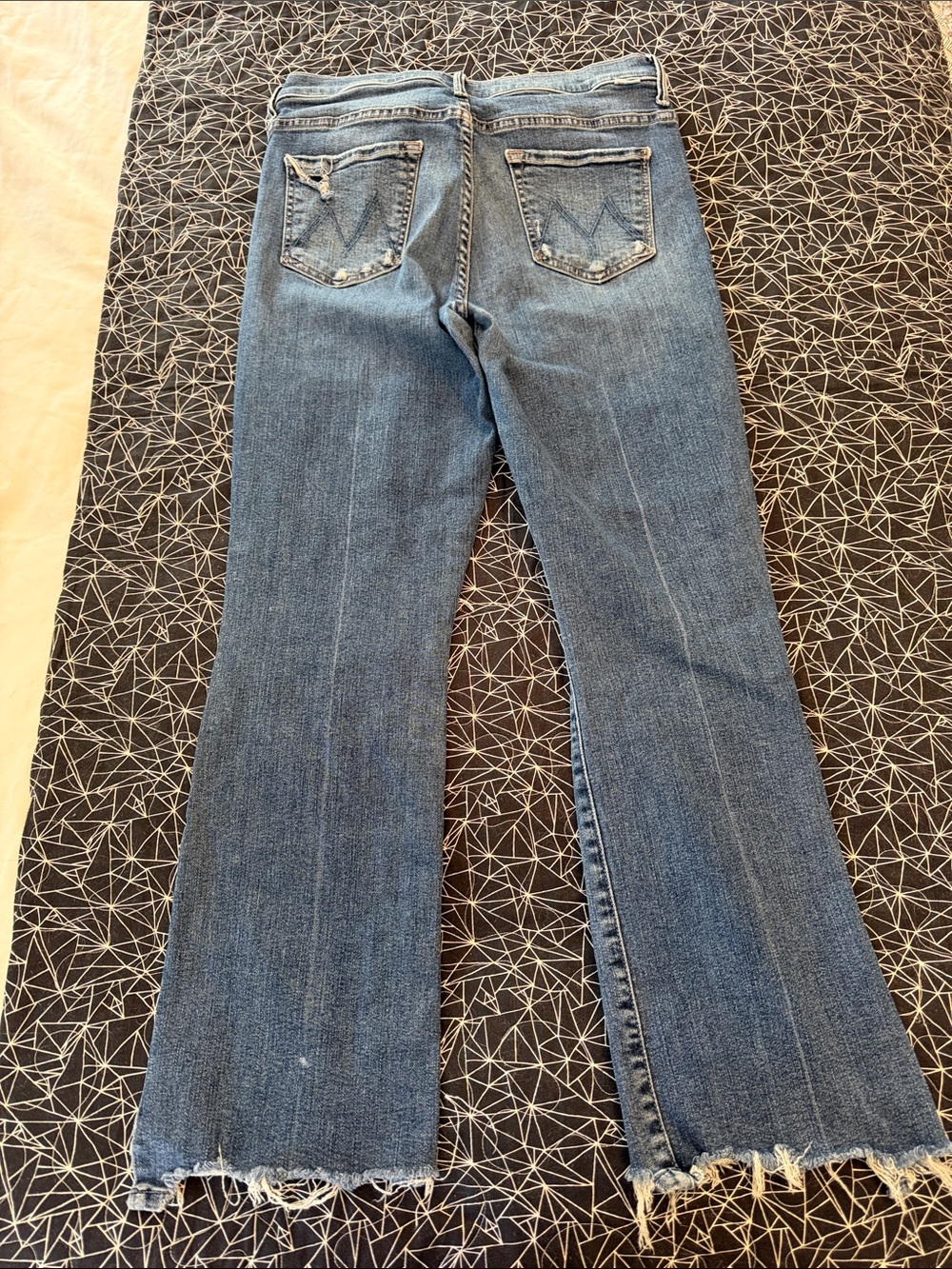 MOTHER Distressed Mid Blue Flare Jeans - Picture 6 of 8